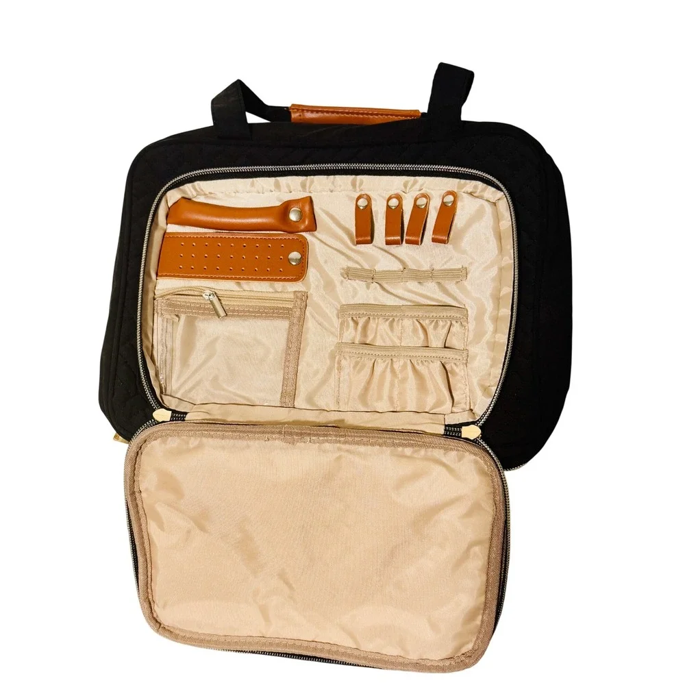 Wedama Quilted Hanging Travel Toiletry Bag Cosmetic Makeup Organizer Black‎